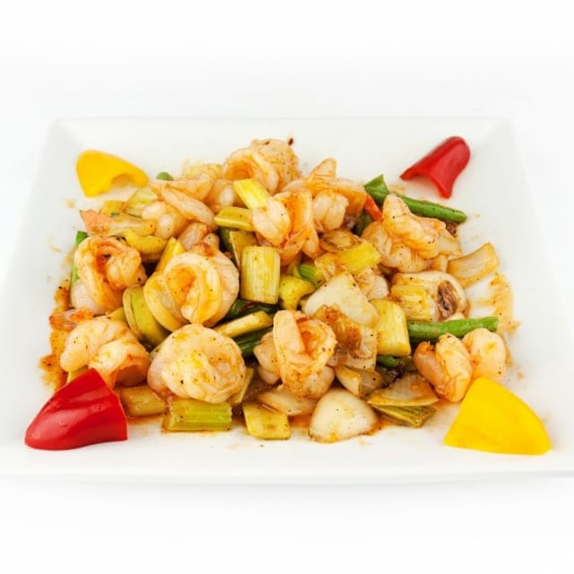 四川蝦 Szechuan Prawns.