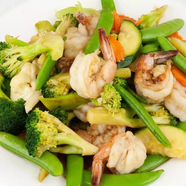 雜錦蝦 Prawns with Assorted Vegetables.