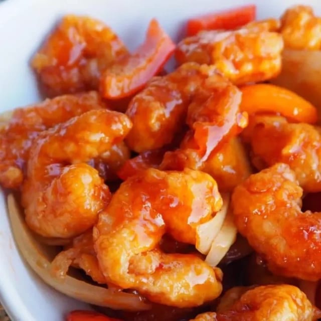 甜酸蝦 Sweet & Sour Prawns.